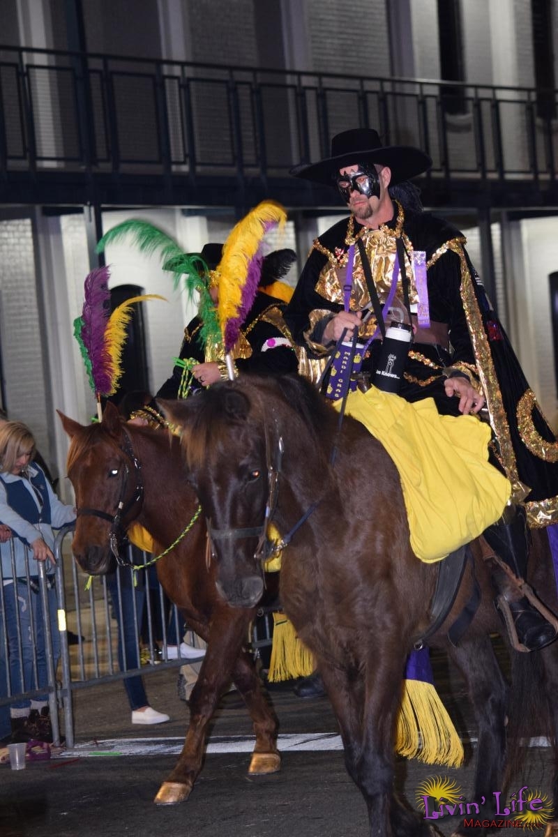 Floats in the Conde Cavalier Mardi Gras Parade in Mobile Alabama