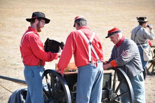 38th Brooksville Raid Civil War Re-enactment. Cannons and Soldiers getting ready to add the gun powder.