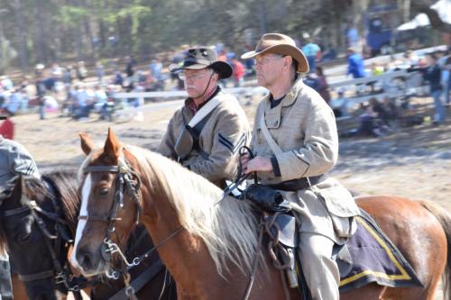 38th Brooksville Raid Civil War Re-enactment. Horses and horse riders ride into the battlefield.