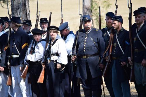 38th Brooksville Raid Civil War Re-enactment. Soldiers lining up for the "battle".