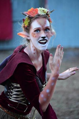 Bay Area Renaissance Fastival 2018 - Time Travelers. Beautiful, painted on costumes of a girl dressed as a deer.