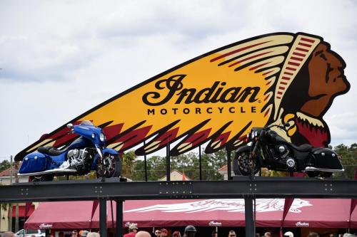2018 Daytona Bike Week. Indian Motorcycle vendor at the Daytona International Speedway.