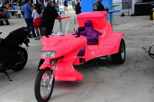 2018 Daytona Bike Week. Cool bright pink custom bike that stood out at Bike Week.