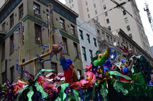 Floats in the Krewe of Mid-City Parade at Mardi Gras 2018 in New Orleans