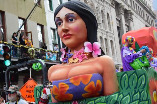 Floats in the Krewe of Okeanos Parade at Mardi Gras 2018 in New Orleans