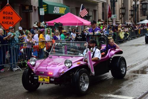 Bands and Dancers in the Krewe of Okeanos Parade at Mardi Gras 2018 in New Orleans